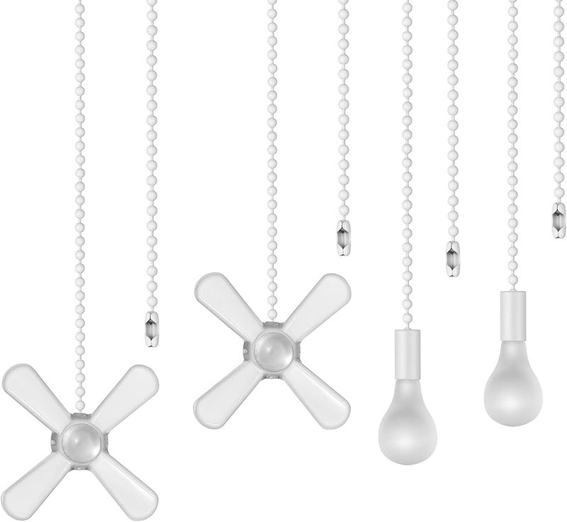 ELFCAB Ceiling Fan Pull Chain Set Including 4Pcs 12 inch 3mm Beaded Ball Fan Pull Chain Pendant Extra 8Pcs Pull Loop Connectors and 2Pcs 36 inches Fan Pull Chain Extension (White) - Image 4